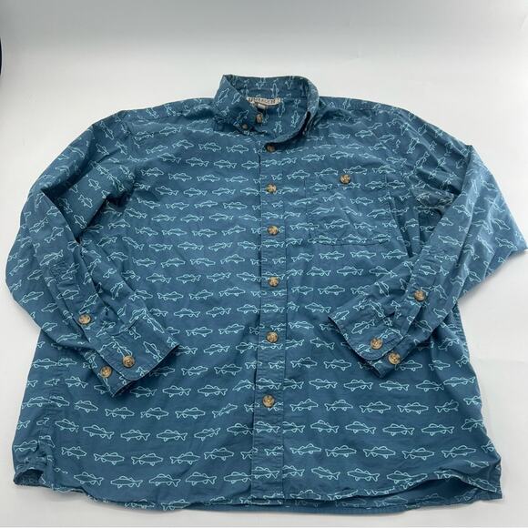 Duluth Trading Co Other - Duluth Trading Co Men’s Blue Long Sleeve Button Up Fish Pattern